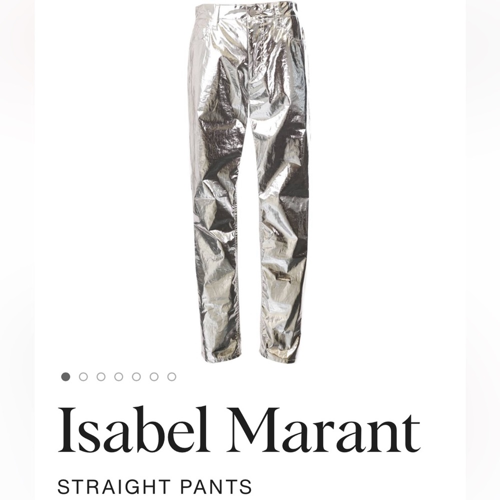 RARE ISABEL MARANT sz 0-2 gorgeous silver 100% cotton, rib cage height trouser